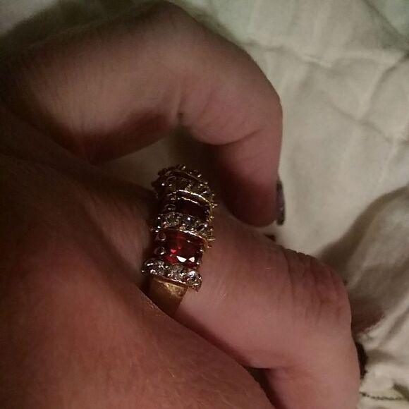 O300 Orange Deep Ring 8 Gold Filled crystals - Picture 1 of 2